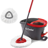 O-Cedar Easywring Microfiber Spin Mop & Bucket Floor Cleaning System with 1 Extra Refill,Red / Gray