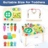 HEYLANDU Activity Table, Montessori Toys for 1 2 Year Old Girls Boy Gifts, 7 in 1 Wooden Sensory Play Table for Toddler 1 2 3, Learning Toys for Baby 12-18 Months 1st Christmas Birthday Gifts