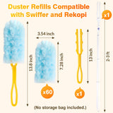 30 Count Duster Refills for Swiffer Duster with Extension Pole, Multisurface 360 Dusters with 3ft and 1 Short Handle, Disposable Dusters for Cleaning Furniture Blinds Fans Wall (Storage Bag Included)