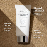 TIRTIR Hydro UV Shield Sunscreen | SPF 50+ UVA/UVB Protection, Lightweight, No White Cast, Non-greasy, Korean Sunscreen, 1.69 Fl Oz (Pack of 1)