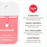 Touchland Power Mist Hydrating Hand Sanitizer Spray, FRESH 5 Set (Mint, Citrus, Lemon Lime, Aloe, Watermelon), 1 FL. OZ. Travel Size (Set of 5)