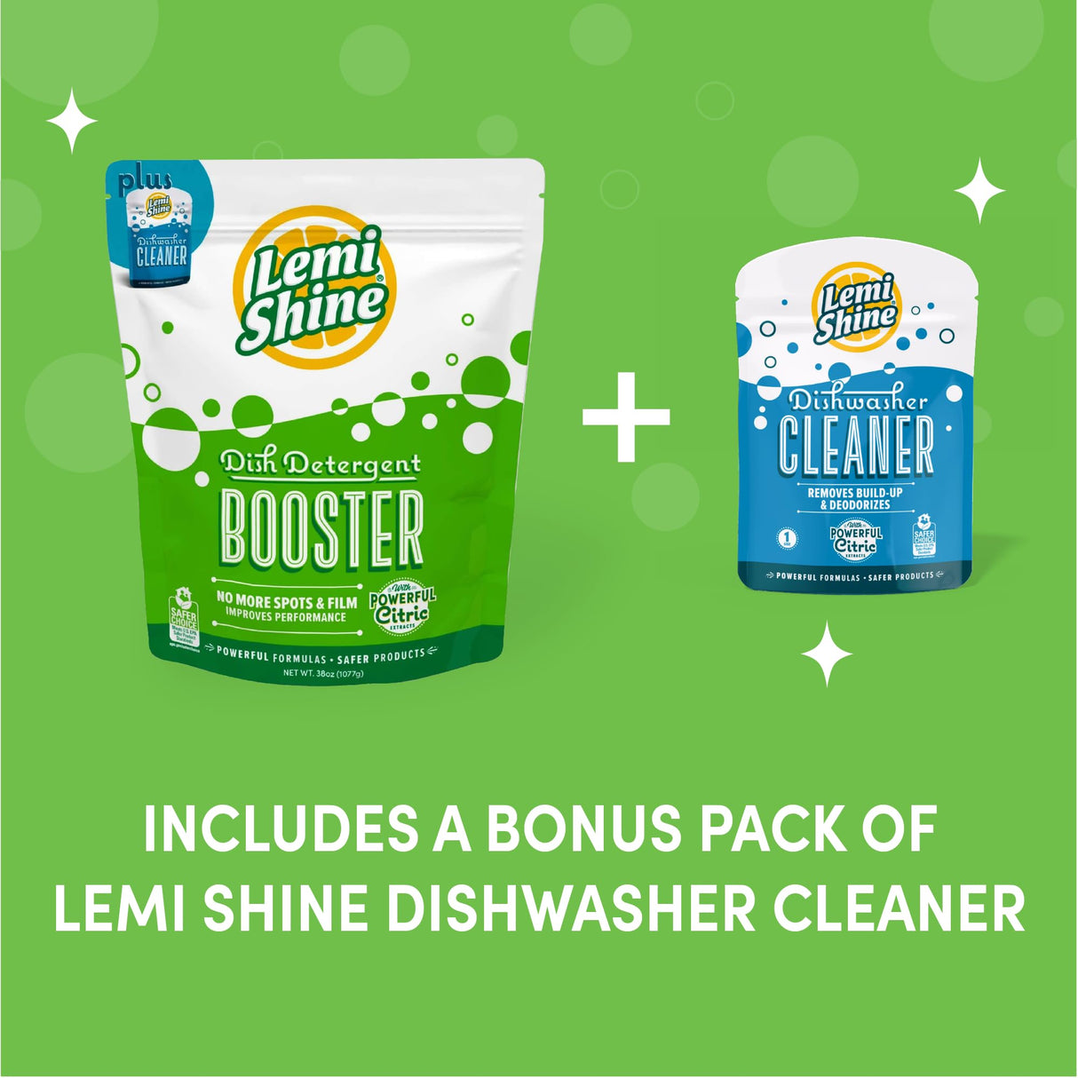 Lemi Shine Dish Detergent Booster, Hard Water Stain Remover, Multi-Use Citric Acid Cleaner 38 oz, Pack of 1