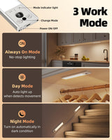EZVALO 10inch Under Cabinet Lighting, 2 Pack 2400mAh Rechargeable Wireless Motion Sensor Lights Indoor, 3 Color Temps Dimmable Magnetic Closet Lights, Under Counter Lights for Kitchen, Pantry, Stairs