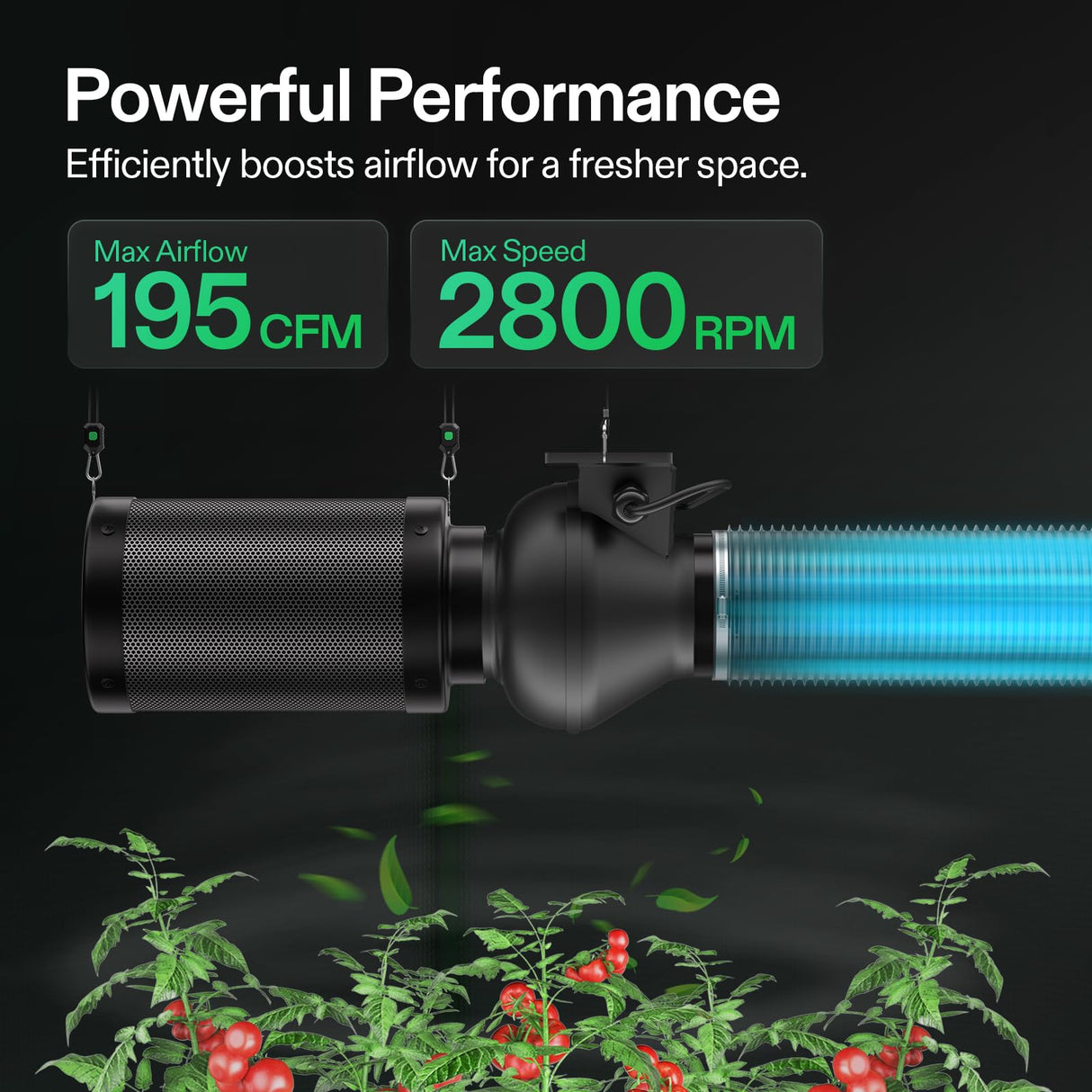 VIVOSUN M4 4-Inch Inline Duct Fan, 195 CFM Ventilation Fan with EC Motor, Adjustable Speed, Energy-efficient Vent Blower for HVAC, Grow Tent, Hydroponics