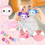 5 PCS Axolotl Cat Plush Stuffed Animal Family-19" Soft Axolotl Cat Plush, Large Mommy Plushies with 4 Baby Kittens Plushies for Kids, Kawaii Plushie Toy Christmas Birthday Gifts for Kids Boys Girls