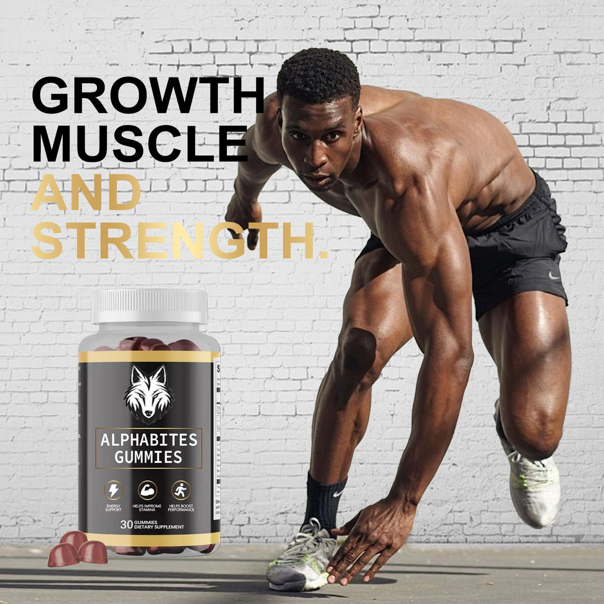 AlphaBites 7-in-1 Nitric Oxide Booster 30 Servings-IroWandMas VitaI Source Balance Gumnnies, GlutenFree, Vegan (1PCS)