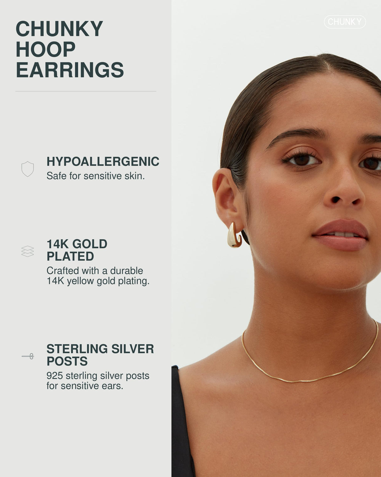 PAVOI Statement Huggie Earrings, 925 Silver, 14K Gold Plated, Yellow Gold