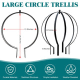 HEYTIMI 2 PCS Metal Garden Round Trellis for Climbing Plants, Large Black Powder Coated Obelisk for Roses, Vines, Flowers, Patio Doorway Garden Decor Indoor Outdoor, Easy Assembly (25.2" x 21.3")