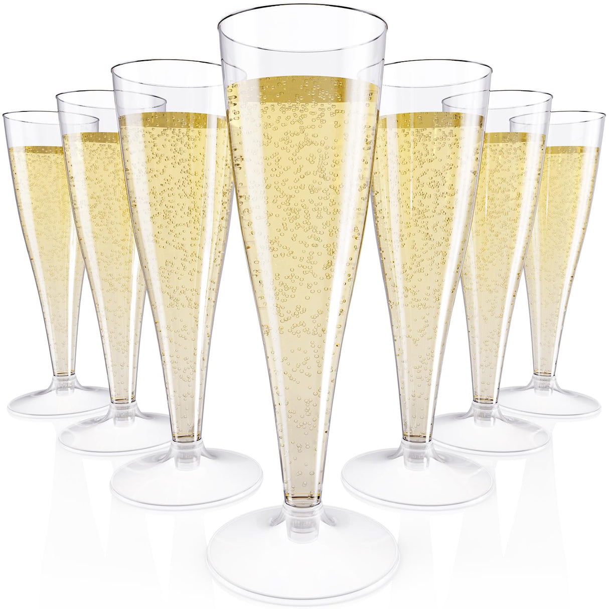 JOLLY CHEF 100 Pack Plastic Champagne Flutes Disposable 4.5 oz Clear Plastic Champagne Glasses Suitable for Wedding, Thanksgiving Day, Christmas