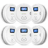 6 Packs, 2 in 1,Smoke Carbon Monoxide Detector,Carbon Monoxide Detectors/Smoke Alarm,85 dB Alarm,Large Screen Readout,Test Button,Battery Operated, Work State LED Flash,Easy Install