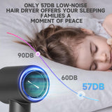 Hair Dryer, Professional High Speed Ionic Blow Dryer with 75m/s Airflow Speed, 110,000 RPM Brushless Motor, Fast Drying Lightweight Travel Hairdryer, 4 Temperature Settings, Low Noise Magnetic Nozzle