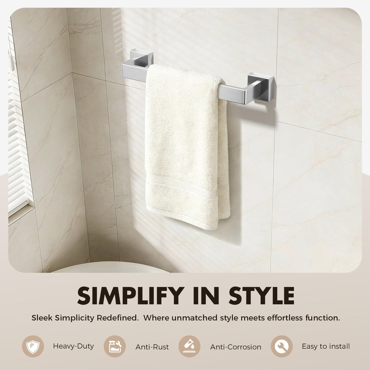 Bathroom Accessories Towel Bar Set: 20 Pieces Brushed Nickel Square Bathroom Hardware SUS304 Stainless Steel - Wall Mounted Towel Rack&Toilet Paper Holder&Towel Ring and Towel Hook