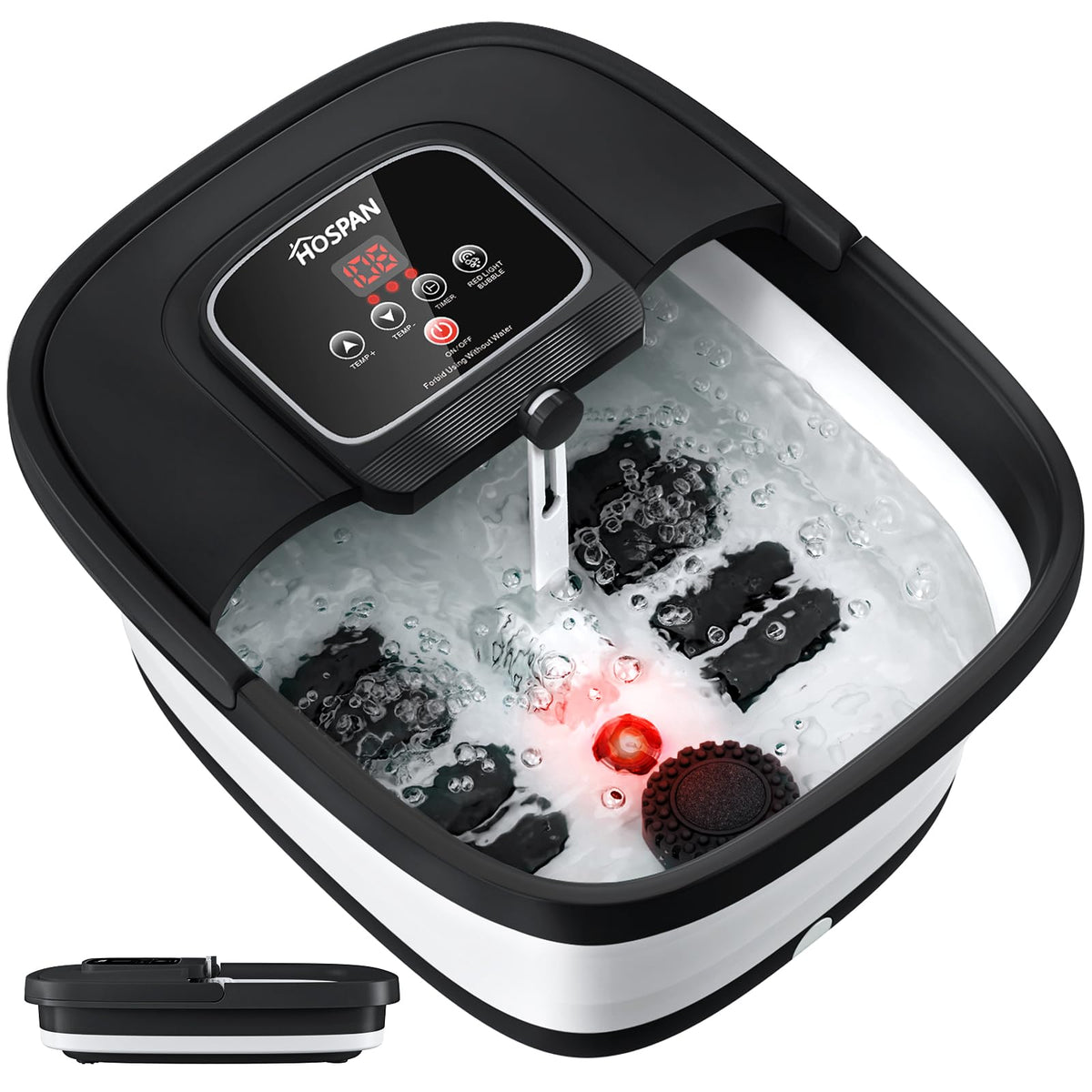 HOSPAN Collapsible Foot Spa, Foot Bath Massager with Heat, Bubble & Massage