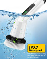 Electric Spin Scrubber for Cleaning Bathroom, Shower Scrubber Cordless Cleaning Brush with IPX7 Waterproof & 2 Speed, 3 Brush Heads, Bathroom Cleaning Supplies for Shower Tub Kitchen Tile Toilet White