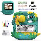 Kids Camera Instant Print, CAMCLID 2.4 Inch Screen Camera for Kids Dinosaur Children Digital Camera with 32GB Card & 3 Rolls Paper, Christmas Birthday Gift Toys for Boys Girls 3-12 Age (Green)