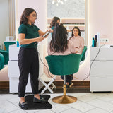 Amcomfy Anti Fatigue Salon Mat for Hair Stylist Anti-Slip Antique Series Salon & Barber Shop Chair Floor Mat (17''x28'' x 5/8'',Black)