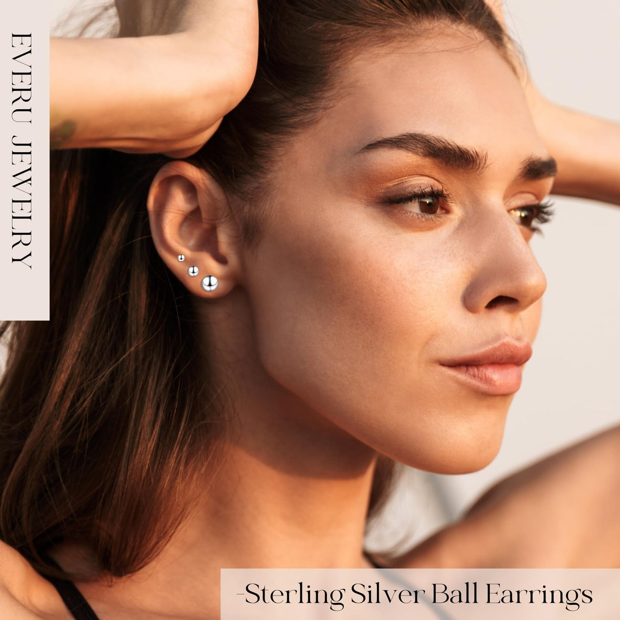 EVERU 3-10mm 925 Sterling Silver Classic Round Ball Stud Earring(10mm)