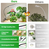 Garpsen Grow Light, 6000K Full Spectrum Plant Light with Timer 6/12/16Hrs, Rectangular Grow Lamp with Clip & Gooseneck for Indoor Plants, 3 Spectrums and 5 Dimmable, 2Pack