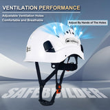 SAFEBUILDER ABS Work-at-Height and Rescue Hard Hat Construction Safety Helmet Slotted Ventilated w/Adjustable Ratchet 6-Point Suspension ANSI Z89.1-14 (01-White Safety Helmet)