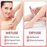 2 in 1 Women Electric Shaver Dual Head Bikini Trimmer for Women IPX7 Waterproof Wet & Dry Use Body Hair Trimmer and Facial Hair Remover for Bikini Underarm Leg Arm Body Face