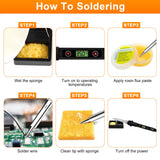 Soldering Iron Kit 80W LCD Adjustable Temperature 180-520℃ Solder Kit Electronics 13 in 1 Welding Tools with ON/OFF Switch, Solder Wire, Flux, 5 Soldering Tips, Desoldering Pump, Stand, Tweezers
