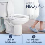 LUXE Bidet NEO 320 Plus - Warm Water, Dual Nozzle, Non-Electric Bidet Attachment for Toilet Seat, Patented Slide-In Install, 360° Self-Clean, EZ-Lift to Clean, Feminine & Rear Wash (Chrome)