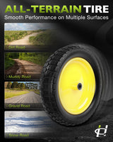4.80/4.00-8 wheelbarrow tire, 16" Flat Free Solid Tire and Wheel, 2 Pack