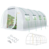 KING BIRD Premium 20x10x6.6FT Greenhouse for Outdoors, Large Walk-in Upgraded Galvanized Metal Frame, Mesh Door Screen Window Improved Zipper Tunnel Hoop for Garden Plant Winter, 2 Stiffeners, White