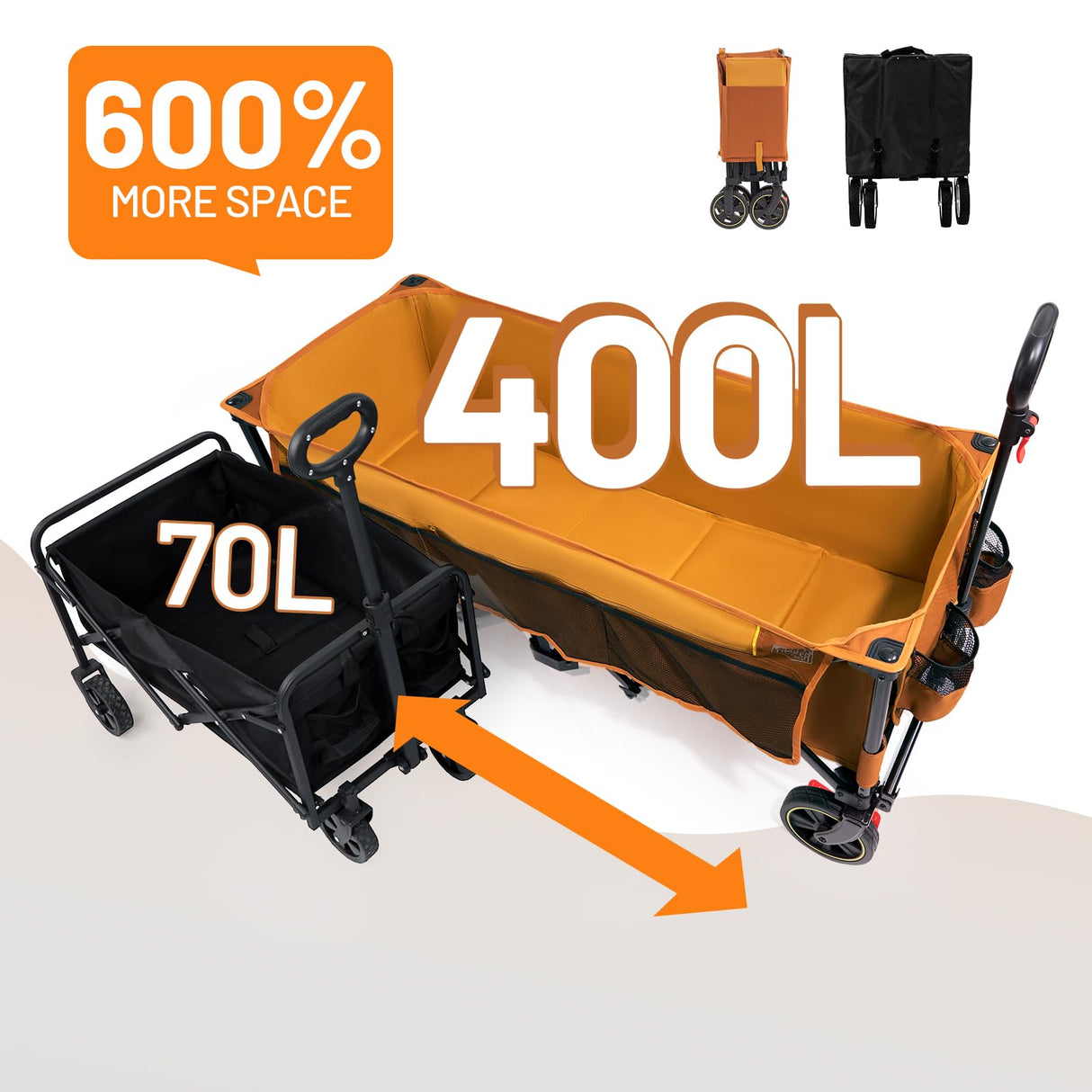 Timber Ridge 51.2'' Extended Collapsible Wagon Cart with Brakes