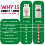 Mother Nature Aguaje Curves Capsules for Women, 1000mg (120ct), Natural & Sustainably Sourced Aguaje Fruit from Peru for Female Health, Hormone Balance, Curve Enhancer, Vegan, Non-GMO & Gluten-Free