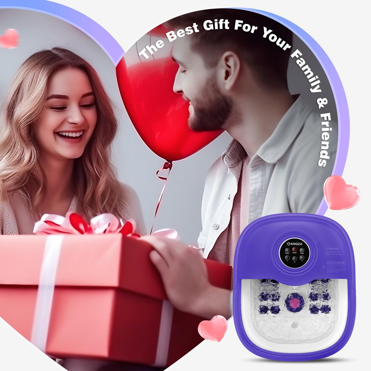 Collapsible Foot Spa Bath with Heat, Remote Control, Temperature Control, Bubbles, Pumice Stone, Red Light, Timer, 16 Massage Roller Pedicure Foot Spa for Relaxation and Stress Relief, Purple