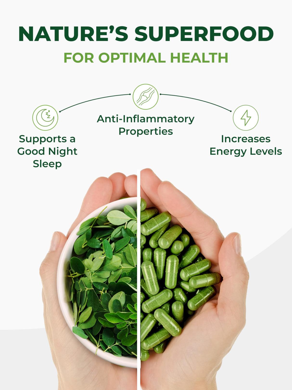 PURA VIDA MORINGA Capsules Single Origin Moringa Powder Organic. Moringa Leaf. Energy, Metabolism, & Immune Support. 120ct. 500mg Caps.