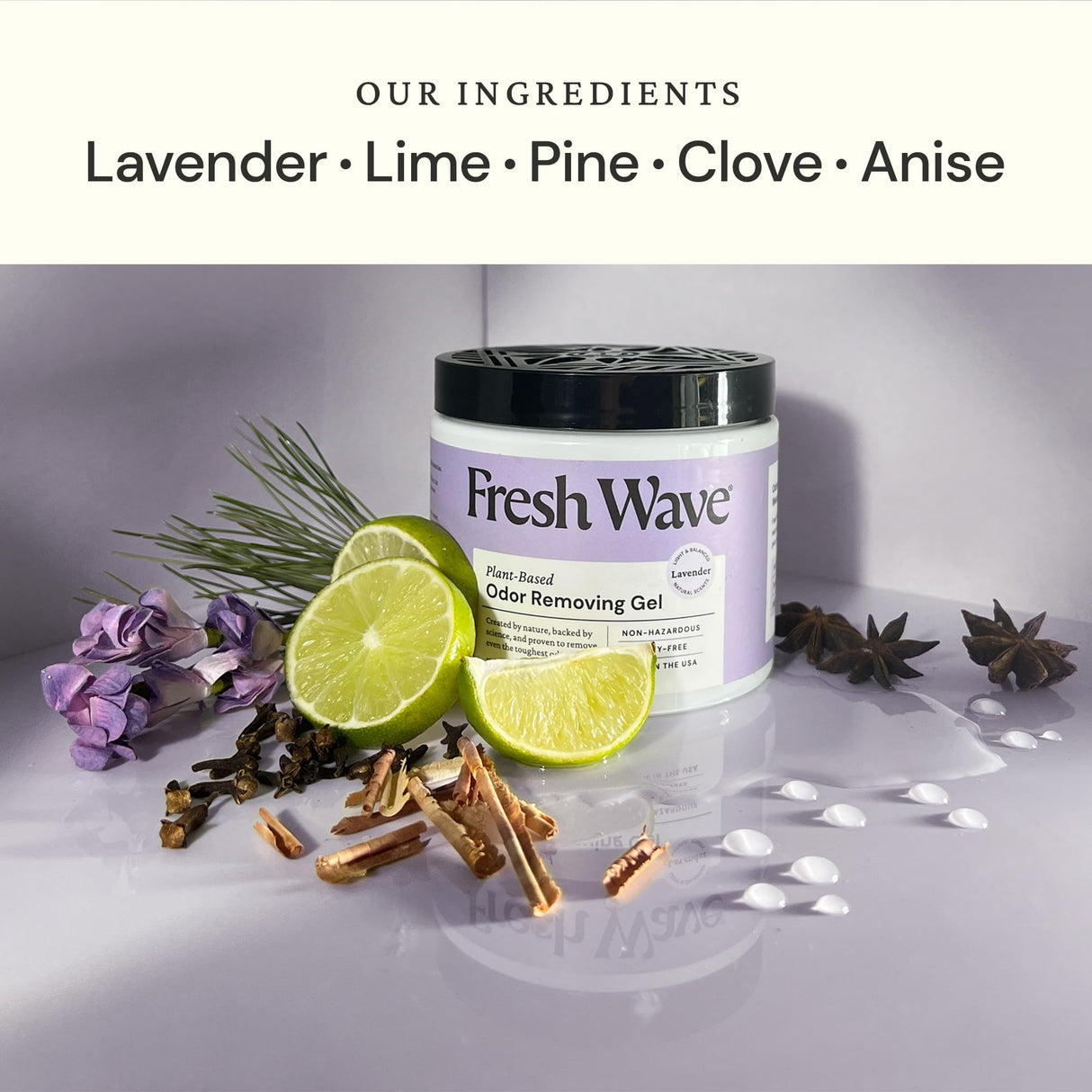 Fresh Wave Lavender Odor Removing Gel, 15 oz., Pack of 2 - Safer Odor Absorbers for Home, Natural Plant-Based Odor Eliminator, Every 15 oz. lasts 30-60 Days, For Cooking, Trash & Pets