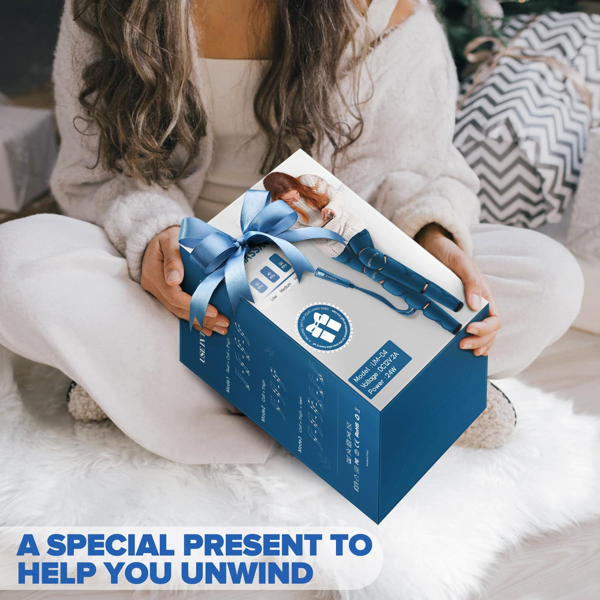 UMARMUNG Air Compression Leg Massager with Heat - Pain Relief & Circulation Booster for Foot, Calf, Knee and Thigh - Gifts for Men, Women, Dad, Mom for Mother's Day, Father's Day, Birthdays, Christmas