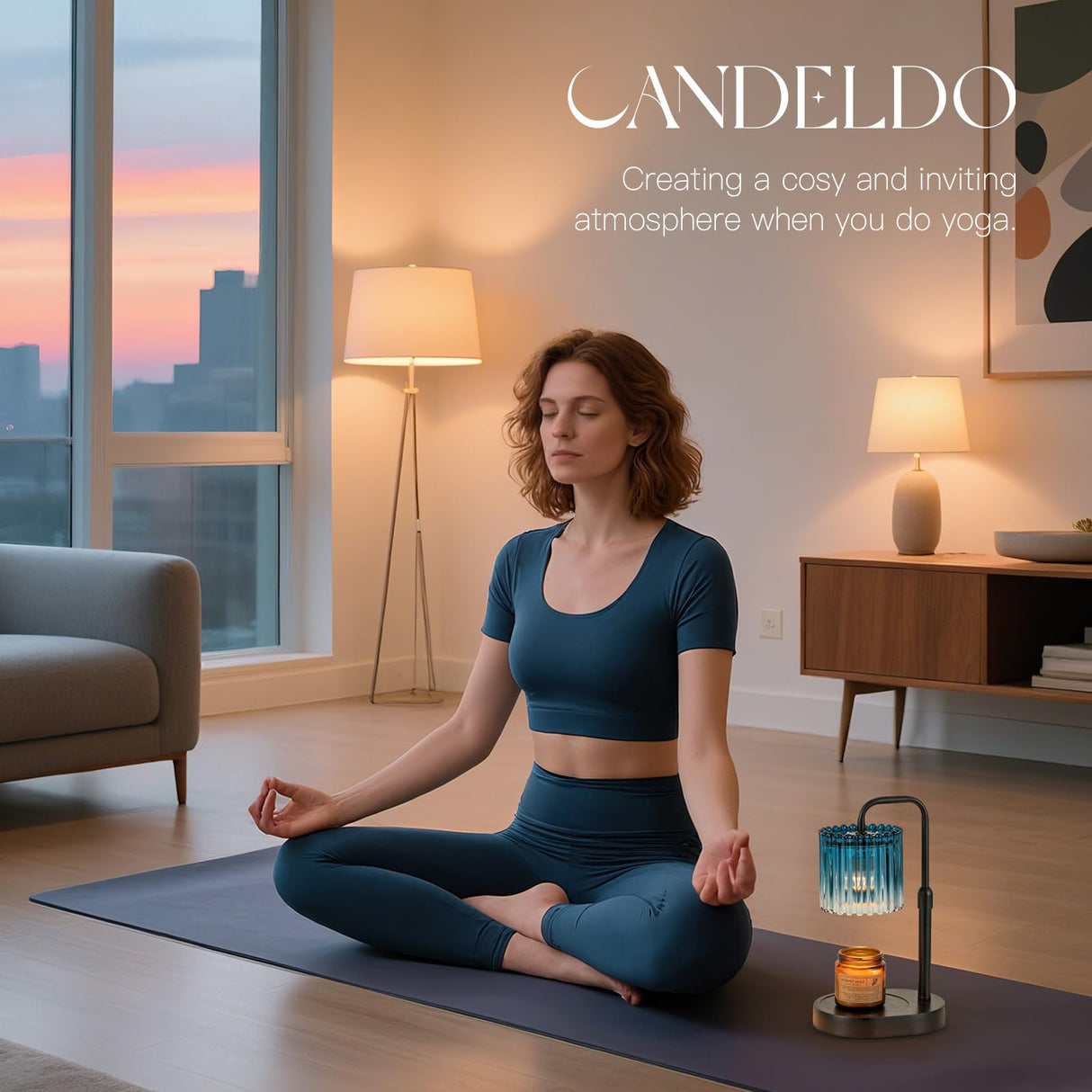 Candeldo Candle Warmer Lamp with Timer: Navy Blue Candle Warming Lamp with 2 Bulbs Height Adjustable Wax Melt Dimmable Bedroom Decor Christmas Gift for Women