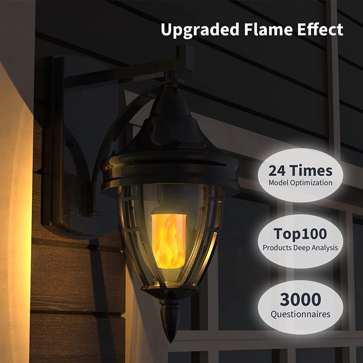 Morsatie 【Upgraded Flame LED Flame Light Bulbs, 4-Mode Flickering Light Bulbs with Upside Down Effect, E26 Fire Light Bulb for Halloween Christmas Party Porch Patio Indoor Outdoor Decoration, 4 Pack