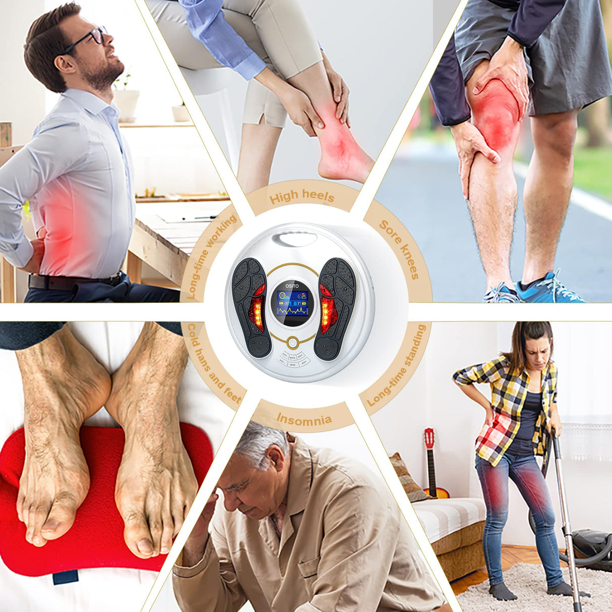 OSITO EMS Foot Circulation Device- FSA HSA Store Eligible, Foot & Leg Massager Stimulator-Reducing Legs, Feet Aches and Pains with Increased Circulation