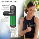 Sharper Image Powerboost Move - Portable Percussion Massage Gun with 4 Attachments, 4 Speeds| Lightweight Full Body Back & Shoulder Massager| Deep Tissue Muscle Recovery, Pain Relief & Soreness