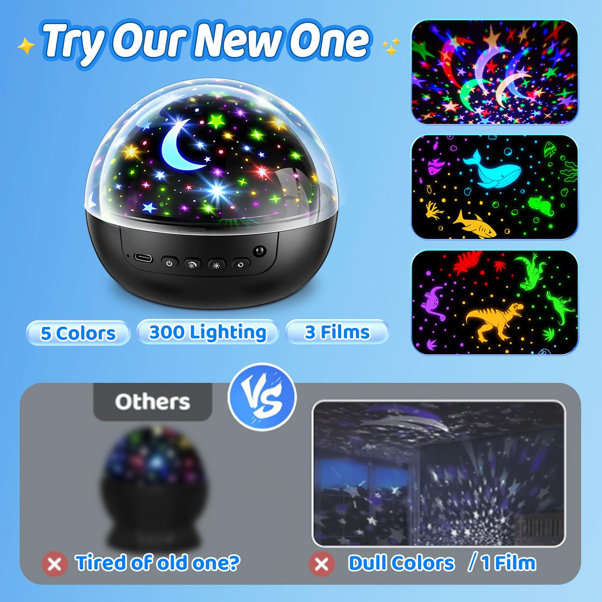 Night Light for Kids, 93 Lighting+3 Films Star Projector, Gift for 3-5