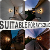 ISUNMEA 6.7 Inch Solar Lighted House Numbers for Outside, Light Up Waterproof LED Address Signs for Houses, Backlit Illuminated Exterior Modern House Numbers Light (0-Black, 6.7IN)