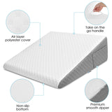 Forias 7.5" Wedge Pillow for Sleeping Bed Wedge Pillow for After Surgery Triangle Elevated Pillow Wedge for Acid Reflux Gerd Snoring Back Pain, Air Layer Removable Machine Wash Cover | Memory Foam Top