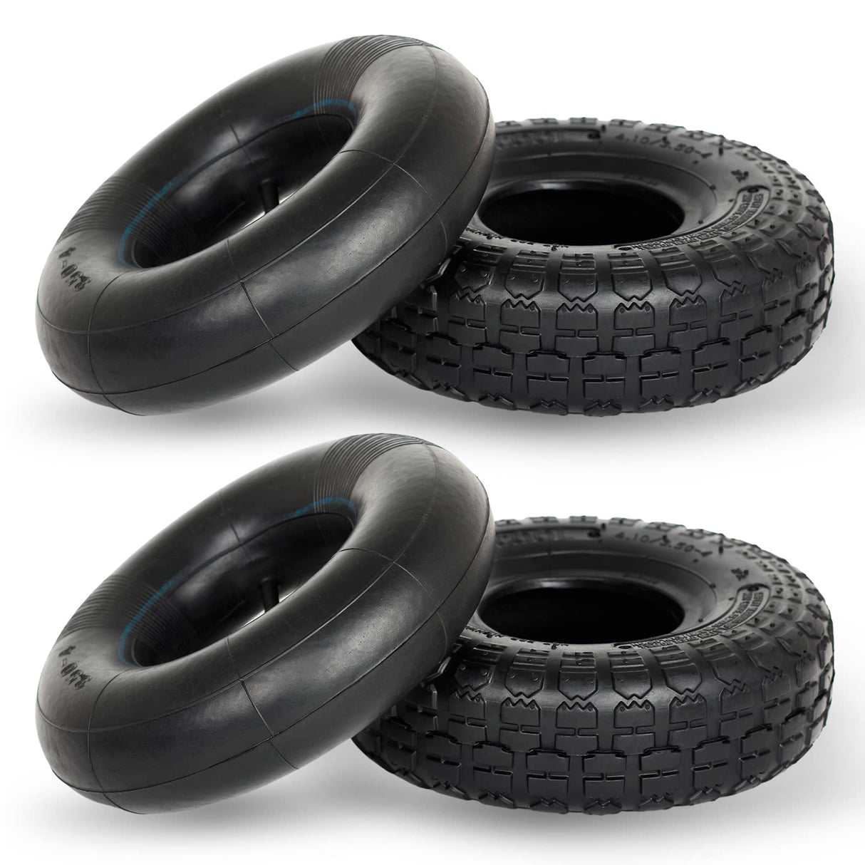 GICOOL 4.10/3.50-4 Replacement Tire and Inner Tube Set, 2 Pack, 10" Heavy Duty Tire and Tube, TR-13 Straight Valve Stem, for Hand Truck Trolley Dolly Garden Wagon Cart Wheel Replacement