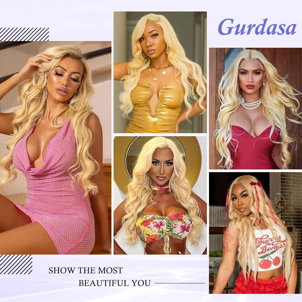 Gurdasa 30 Inch 613 13x6 Lace Front Wig Human Hair 200 Density Blonde Wig Human Hair Blonde Body Wave Lace Front Wigs Human Hair Pre Plucked 613 HD Lace Frontal Wigs Human Hair 613 Human Hair Wig