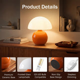 Dawnwake Mushroom Lamp Table Lamp for Bedroom,Desk Bedside Small Lamps for Living Room Night Stands,Mushroom Decor Cute Mini Modern Mid Century Lamps,Unique Aesthetic Home Living Room Decor(Orange)