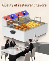 HTTSICHI Commercial Deep Fryer - 22 L Electric Deep Fryer with 10 L Basket, Commercial Deep Fryer with Basket (3Pcs), Stainless Steel Countertop Deep Fryer w/Adjustable Temperature and Restaurant
