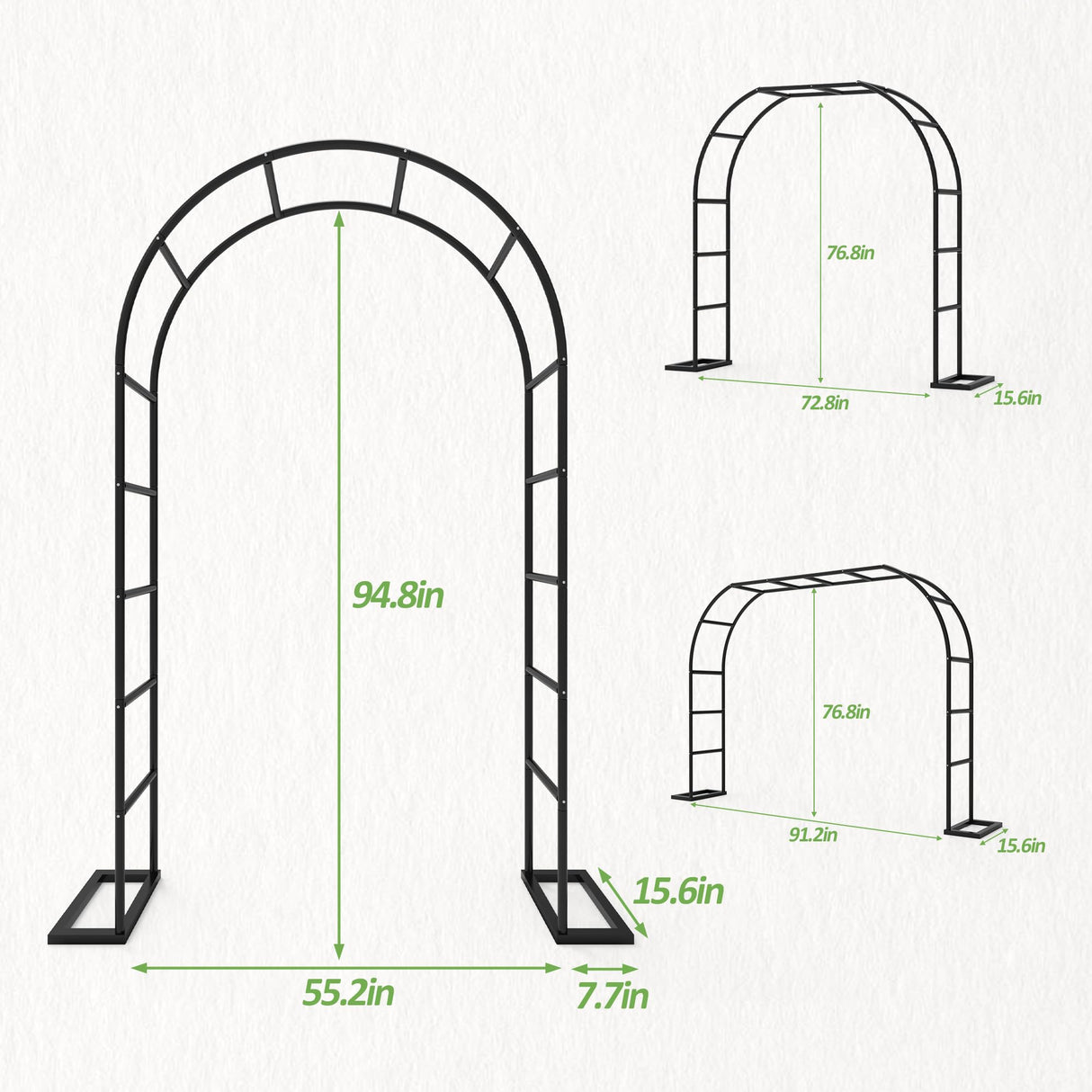 Trellume Garden Arch Trellis for Climbing Plants Outdoor, Wedding Arch with Base-94.5"(H)*55"(W), Balloon Arch Stand for Ceremony Valentines Day Birthday Baby Shower Garden Floral