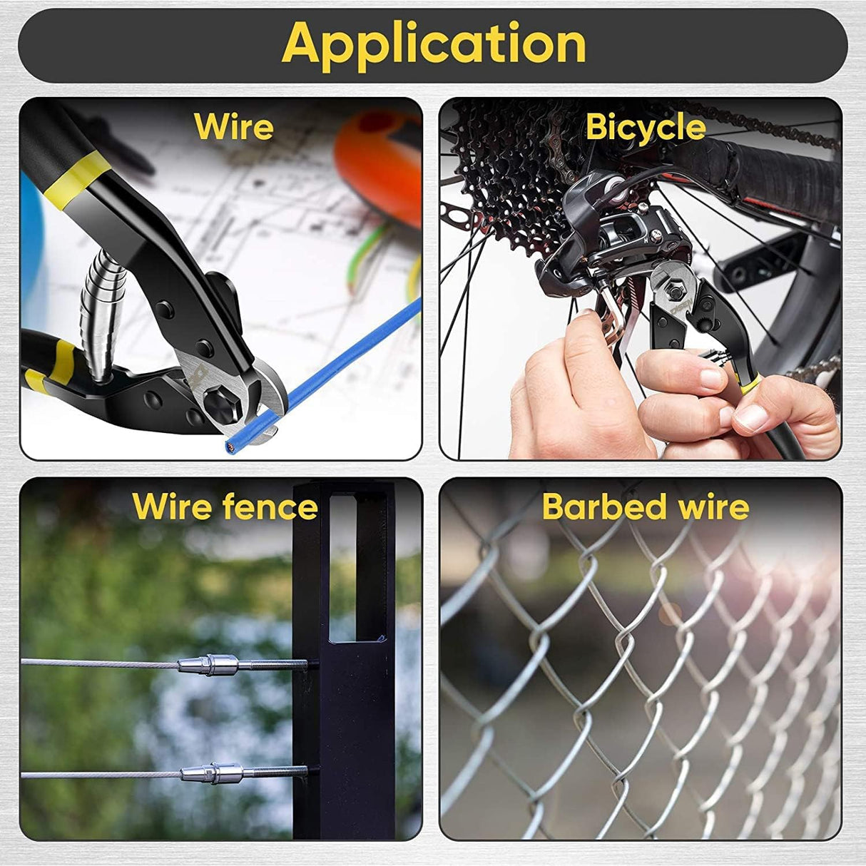 DISEN Wire Cutters Heavy Duty Cutting Up to 3/16", Metal Cable Cutters for Fence Thick Wire, Safety Lock, Spring Loaded, Non-slip Matte Handle, Chrome Vanadium Steel Jaw