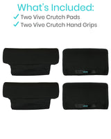 Vive Premium Crutch Pads & Hand Grips - Comfortable, Breathable, Machine Washable Padding - Moisture Wicking & Odor Reducing Pillow Accessory Covers for Adult & Youth Walking Crutches