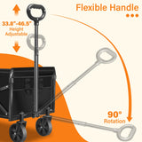 Wagons Carts Foldable, Collapsible Wagon, Folding Wagon Cart with Wheels, Wagons Carts Foldable 280 Lbs - Lightweight Portable Small Fold Up for Camping, Travel, Sports, Grocery, Shopping, Black