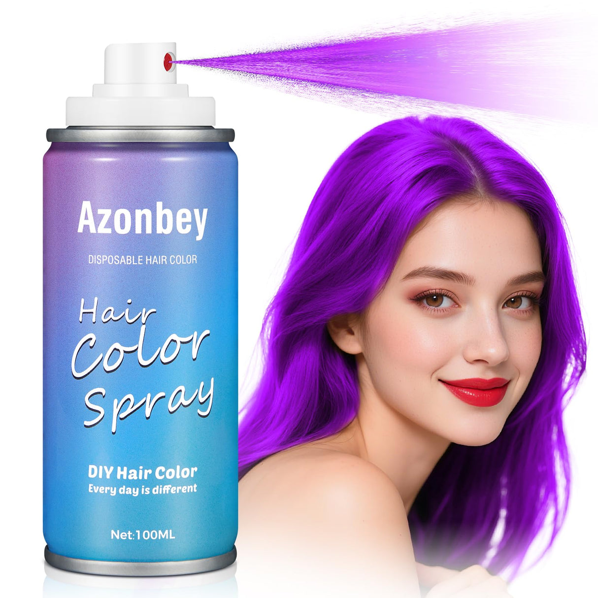 Temporary Hair Color Spray for Kids Women Men, Non-Sticky Root Touch Up Hair Color Dye, Non-Damaging Hair Dye HairSpray,Instant Vivid Colored Hair Spray for Halloween,Party,Cosplay,Christmas (Purple)